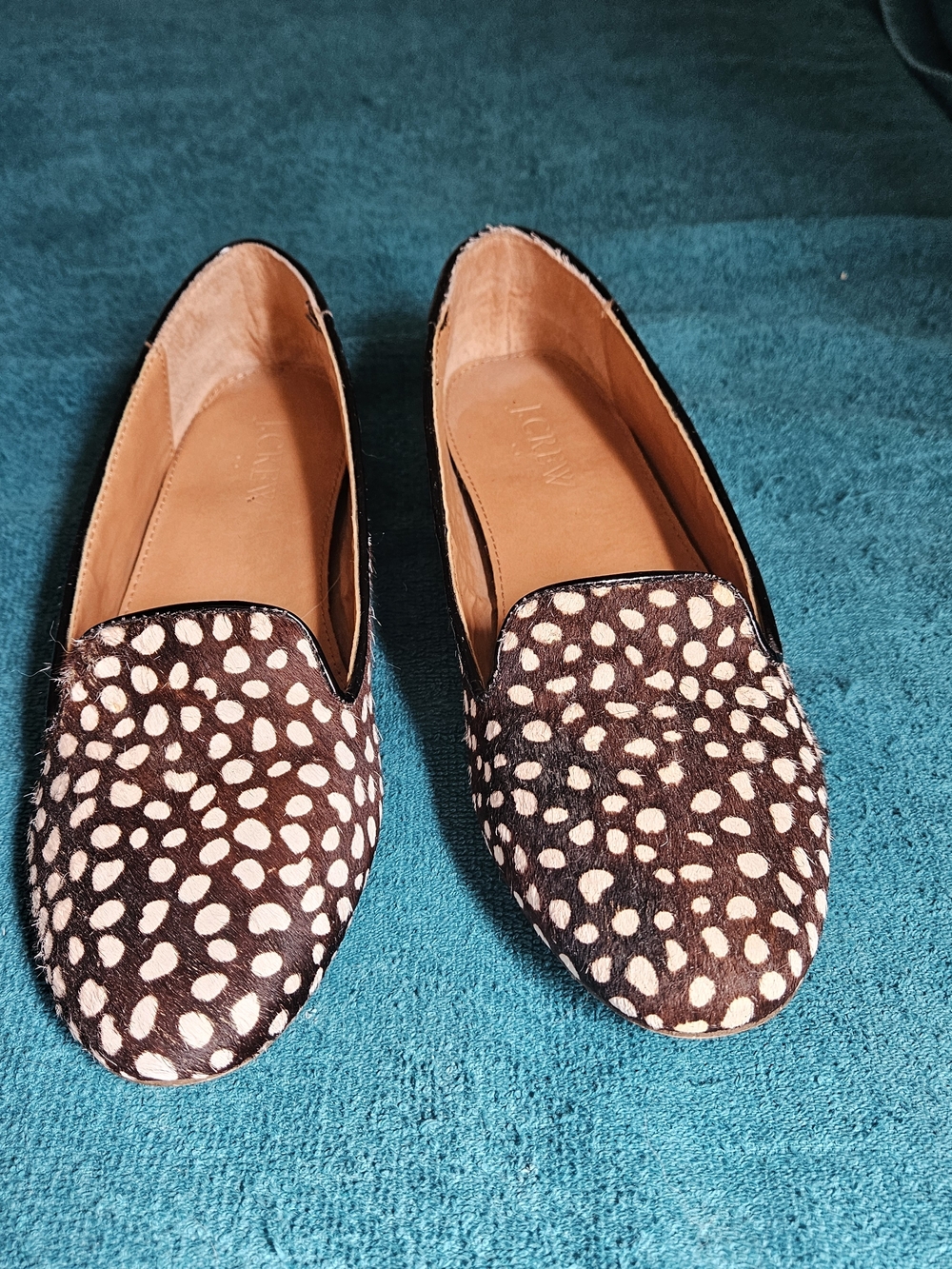 J.Crew Cora Leopard Calf Hair Flats Size 6.5 Women